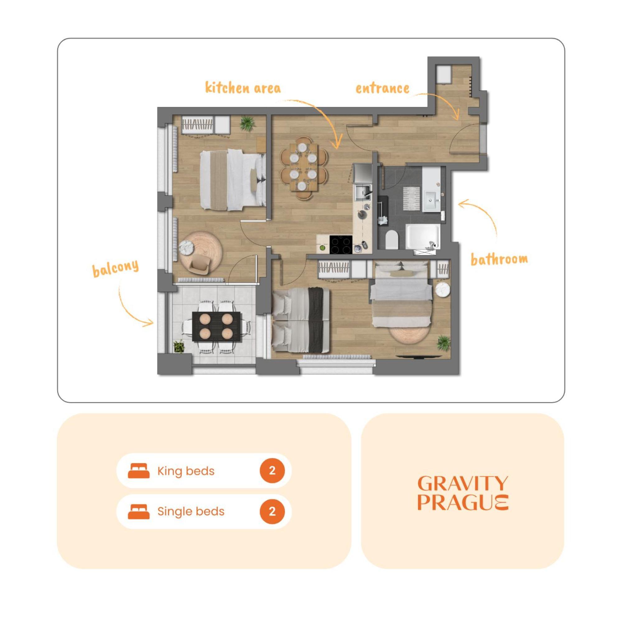 Bright 2Br - 4Th Floor, Balcony, Free Parking By Gravity Pragueアパートメント エクステリア 写真